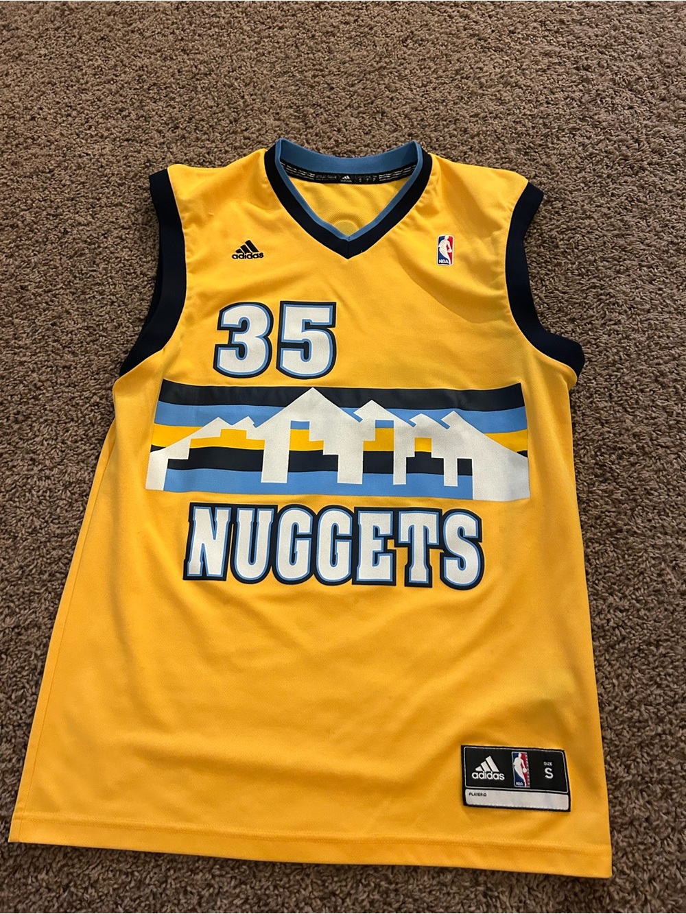 adidas Denver Nuggets Nikola Jokic #15 Jersey small Yellow Blue White NBA